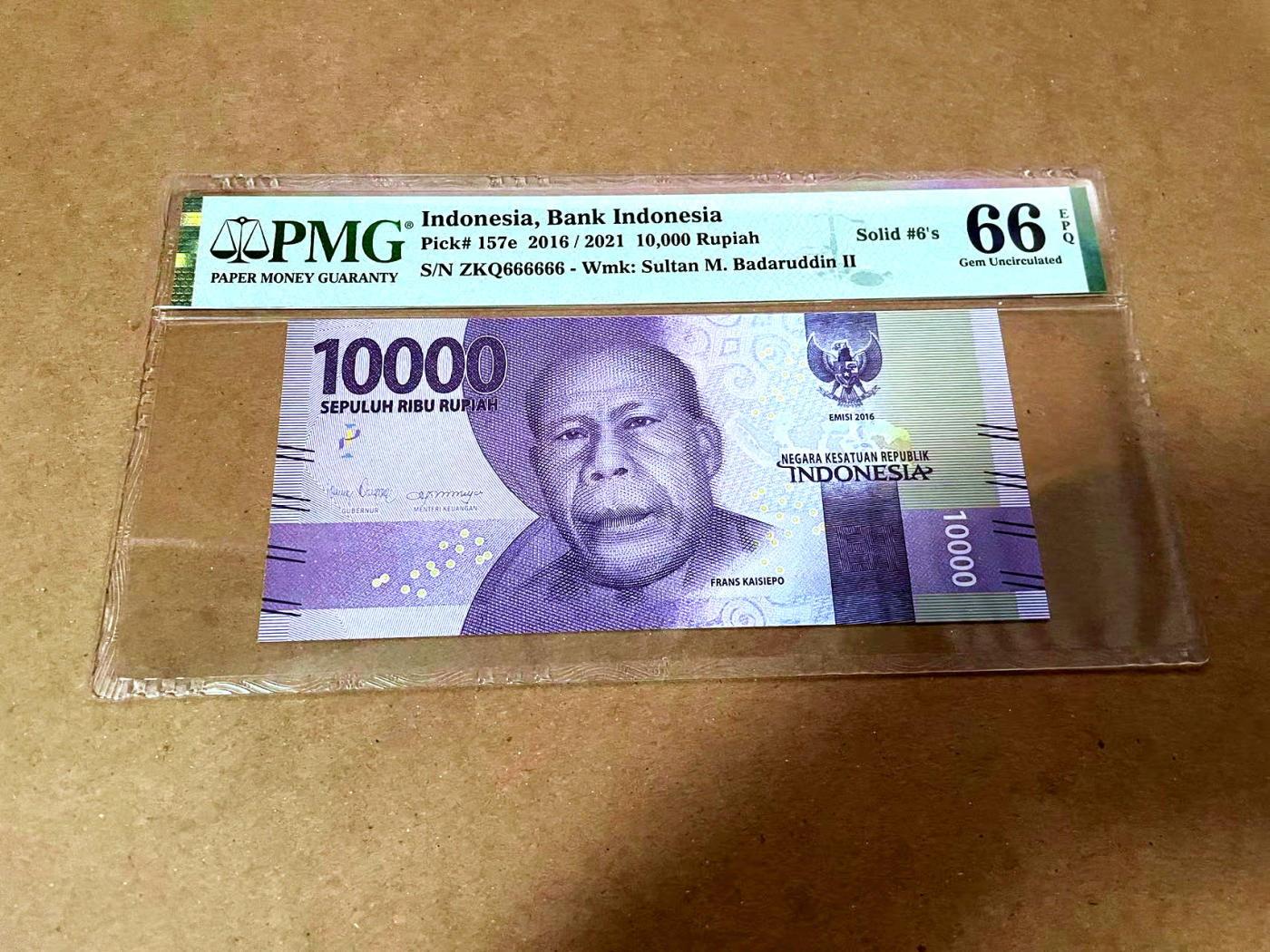 【Blue Auction】✨世界纸币精拍第480期【精】  【全同6】印尼 2016年10000卢比 PMG66EPQ 