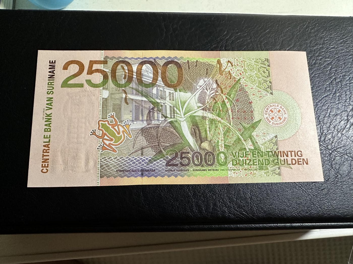 《外钞收藏家》第三百七十期（美洲纸币+其他） 苏里南2000年版套币，5/10/25/100/500/1000/5000/10000/25000盾，9枚难得的全套	P146-154 全新 除了最大面额 其他都有个别黄潮斑 最大面额25000品相好