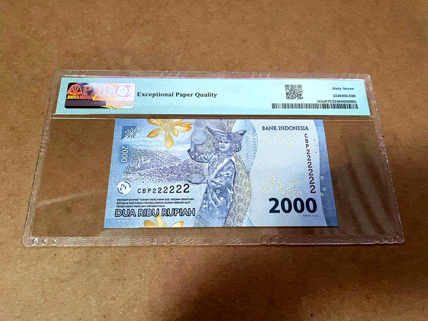 【Blue Auction】✨世界纸币精拍第480期【精】 【全同2】印尼 2022年2000卢比 PMG67EPQ 高分