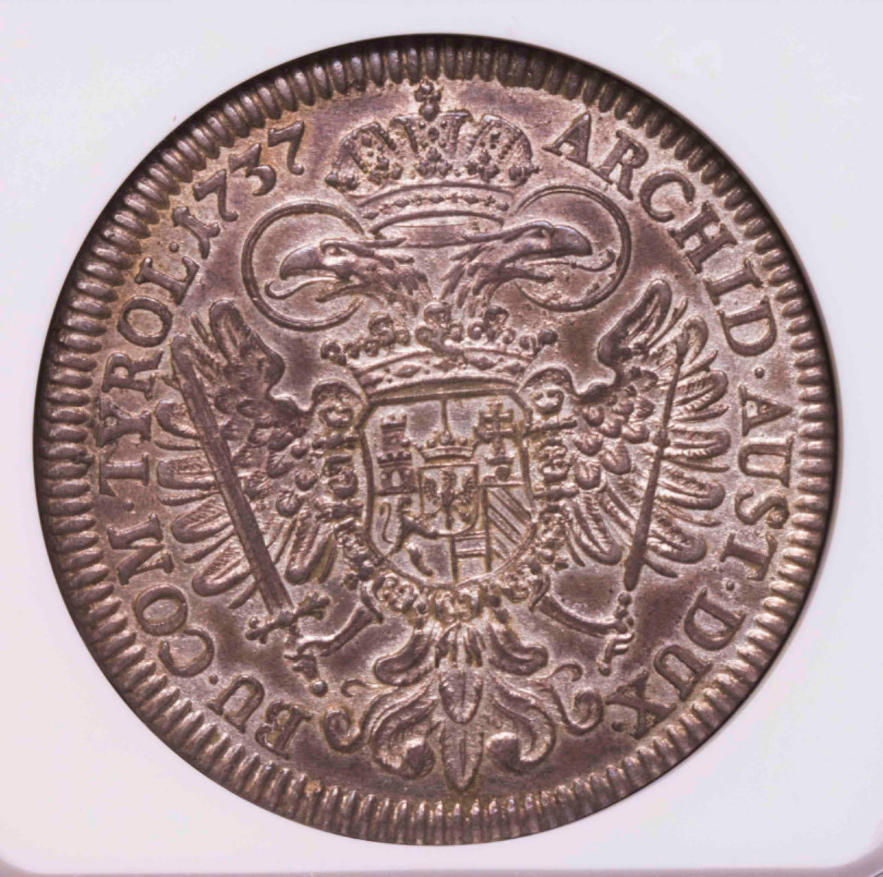 NGC-MS62 1737神罗卡尔六世泰勒大银币亚军纸袋包浆底光