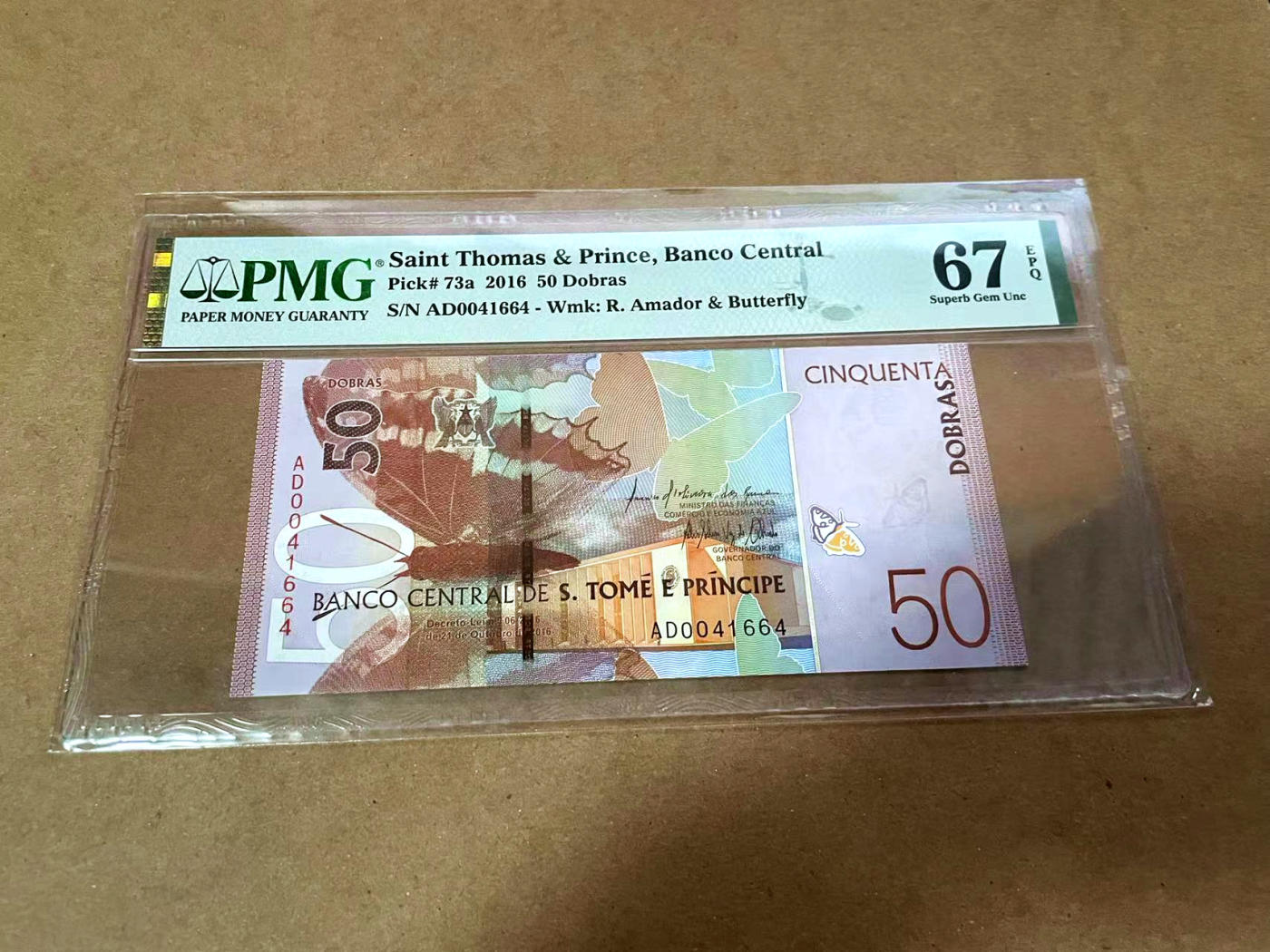 【Blue Auction】✨世界纸币精拍第480期【精】 圣多美和普林西比 2016年50多布拉 PMG67EPQ 高分