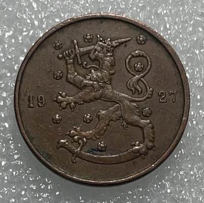 文馨钱币收藏128 场，中外古币，版本明细分好了 - 1927 年芬兰 10 盆尼铜币