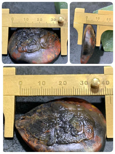 精美亚光冻料战国红玛瑙手工雕刻黄财神大黑天吊坠（把件）一个！ 精美亚光冻料战国红玛瑙手工雕刻黄财神大黑天吊坠（把件）一个！