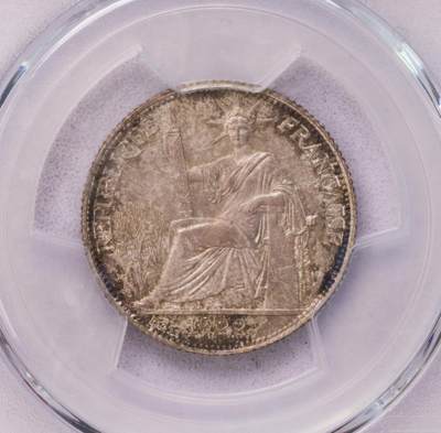 PCGS-MS66+  1922A印支坐人20分银币完美品纸袋包浆 - PCGS-MS66+  1922A印支坐人20分银币完美品纸袋包浆