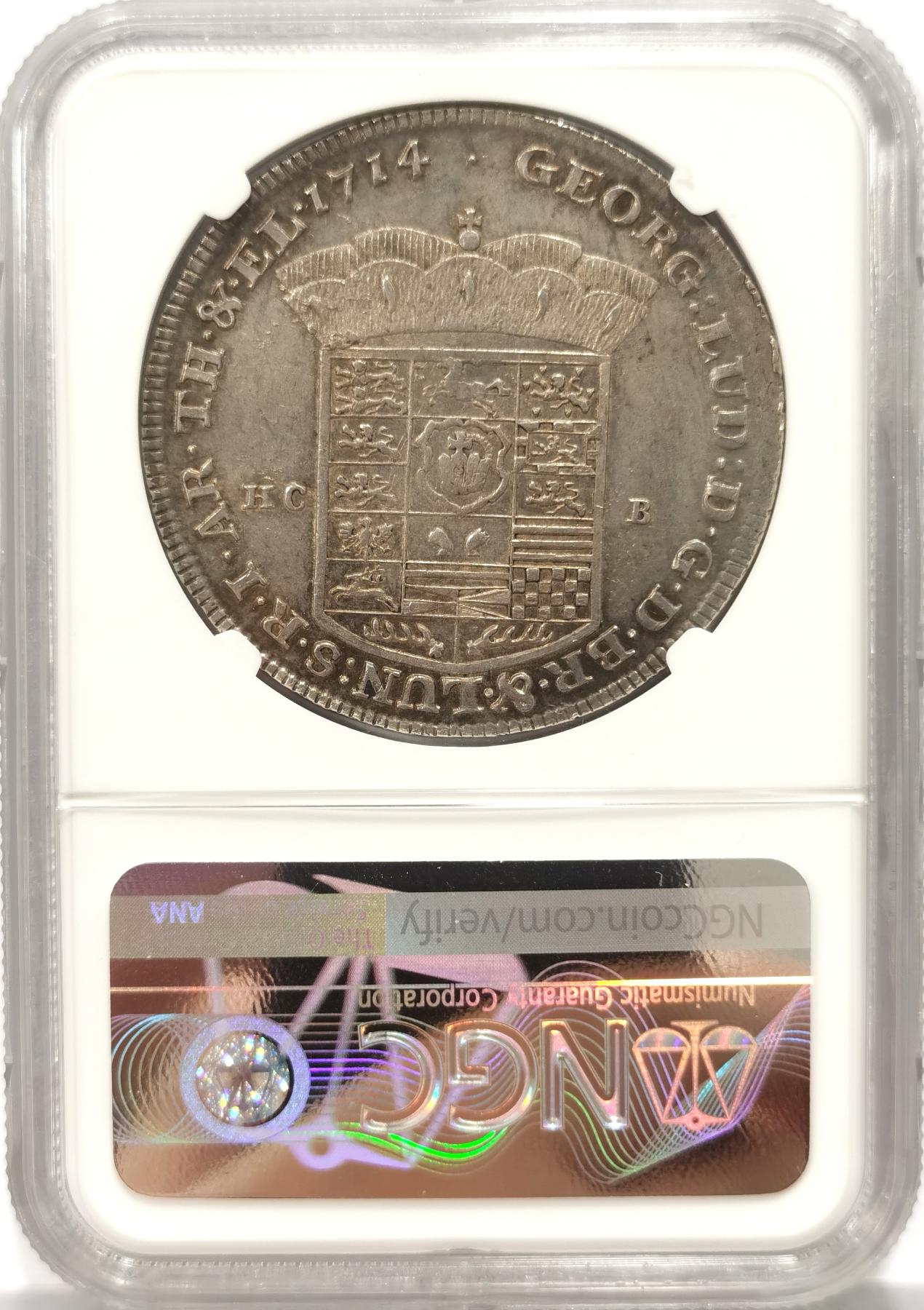 博洋堂世界钱币拍卖第078期（全场包邮） NGC MS62 德国汉诺威1714年乔治三世加冕与安德鲁十字架老泰勒 N榜冠军分 唯一一枚
