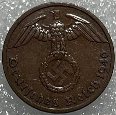 文馨钱币收藏128 场，中外古币，版本明细分好了 - 1940 年德国 1 芬尼铜币