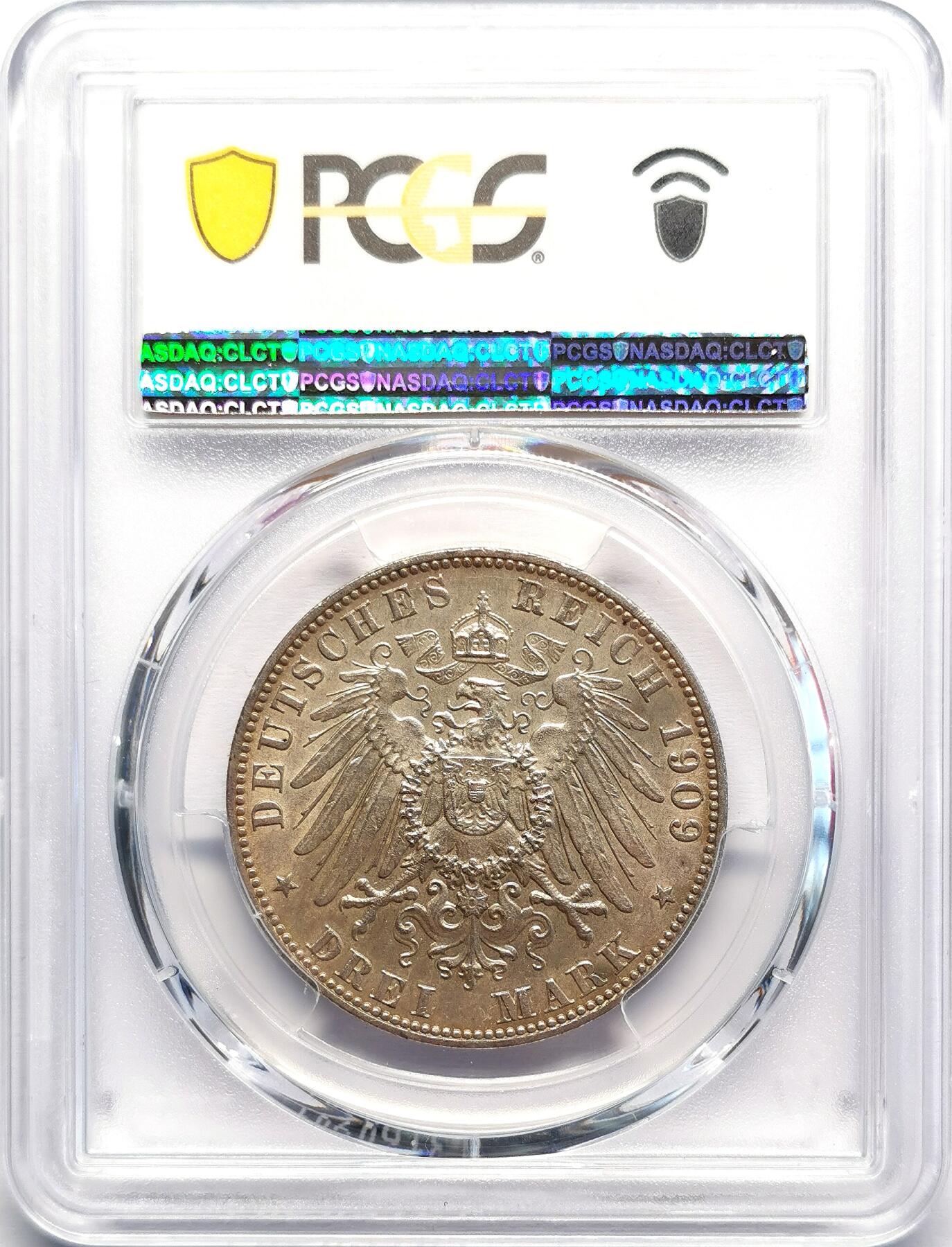 凡希社世界钱币微拍第二百七十期 1909J德国汉堡3马克PCGS-MS63