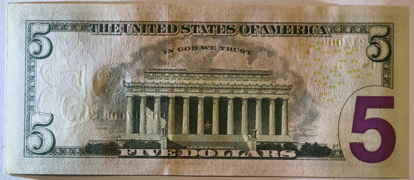 紫瑗钱币——第355期拍卖——纸币场 美国 2017年 D版 A序列 亚伯拉罕·林肯 5美元 彩色版 UNC