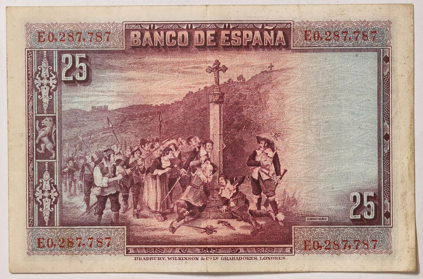 紫瑗钱币——第355期拍卖——纸币场 西班牙 1928年 卡尔德隆 25比塞塔 XF