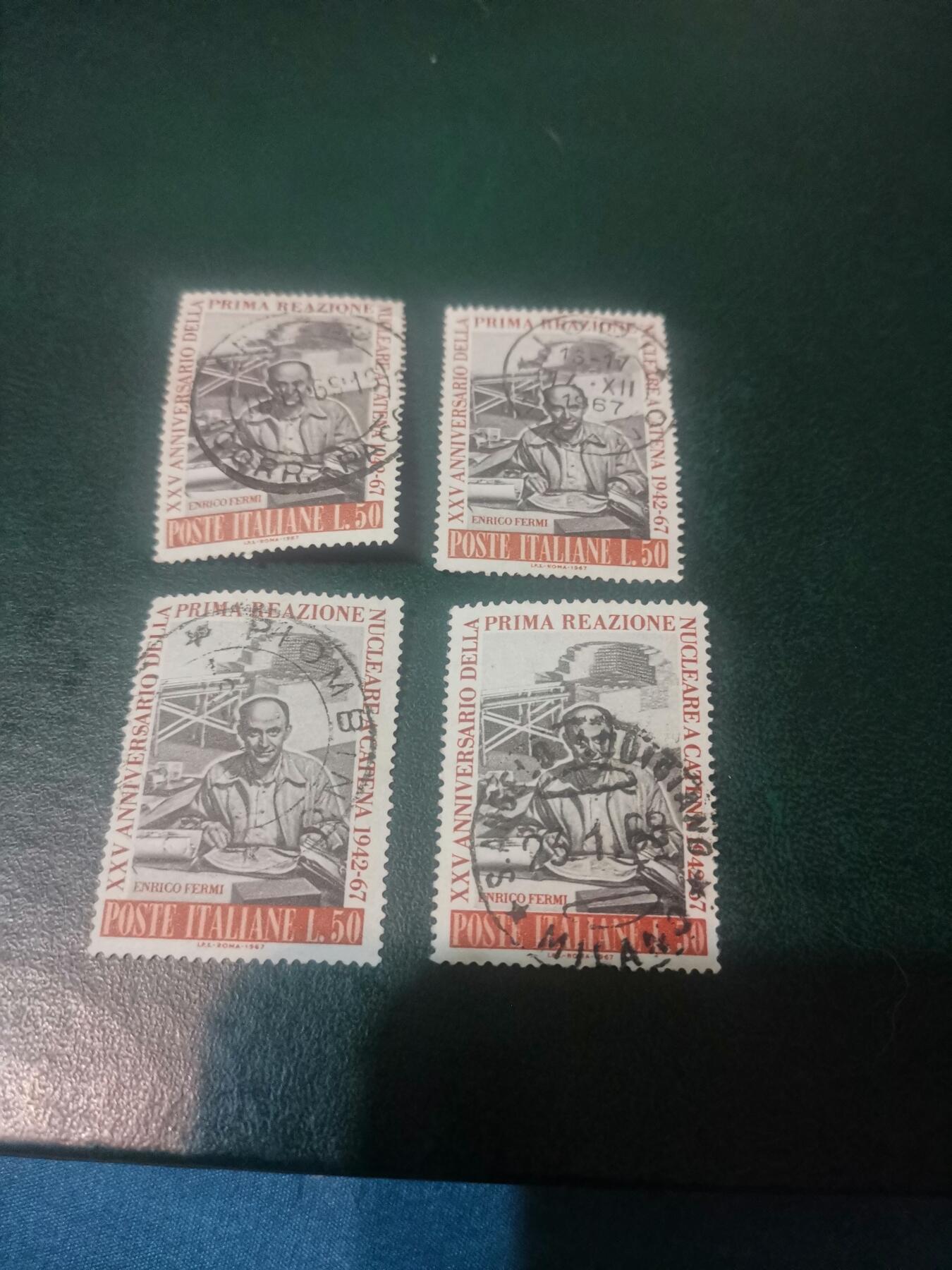 02意大利邮票1967年首次原子连锁反应 诺贝尔奖获得者恩里克1全