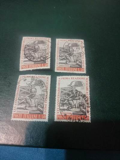 02意大利邮票1967年首次原子连锁反应 诺贝尔奖获得者恩里克1全 - 02意大利邮票1967年首次原子连锁反应 诺贝尔奖获得者恩里克1全