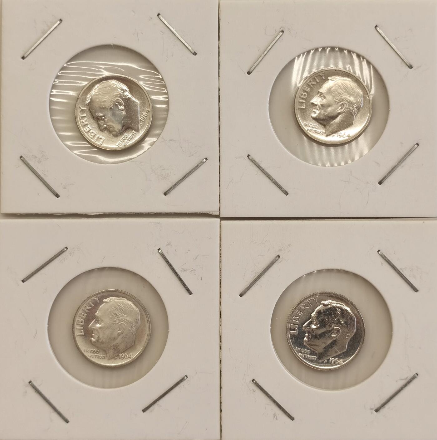 博洋堂世界钱币拍卖第078期（全场包邮） 原卷美国罗斯福10美分、富兰克林和肯尼迪半美元银币9枚一组，均是近UNC状态