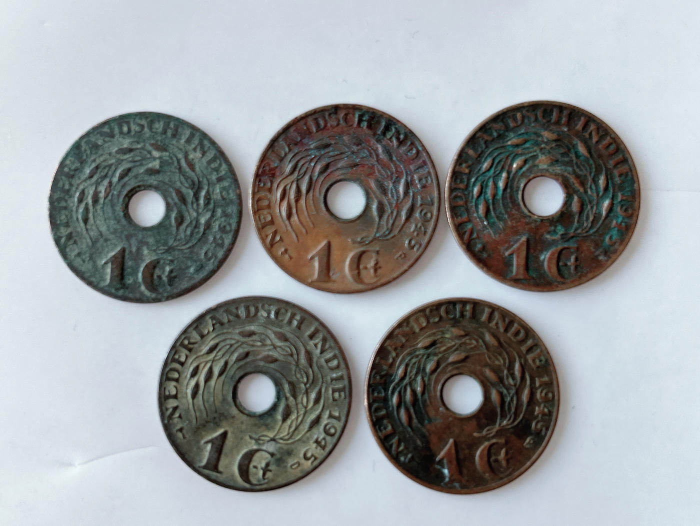 第一海外回流一元起拍收藏 散币专场 第91期 荷属东印度1分铜币 5枚