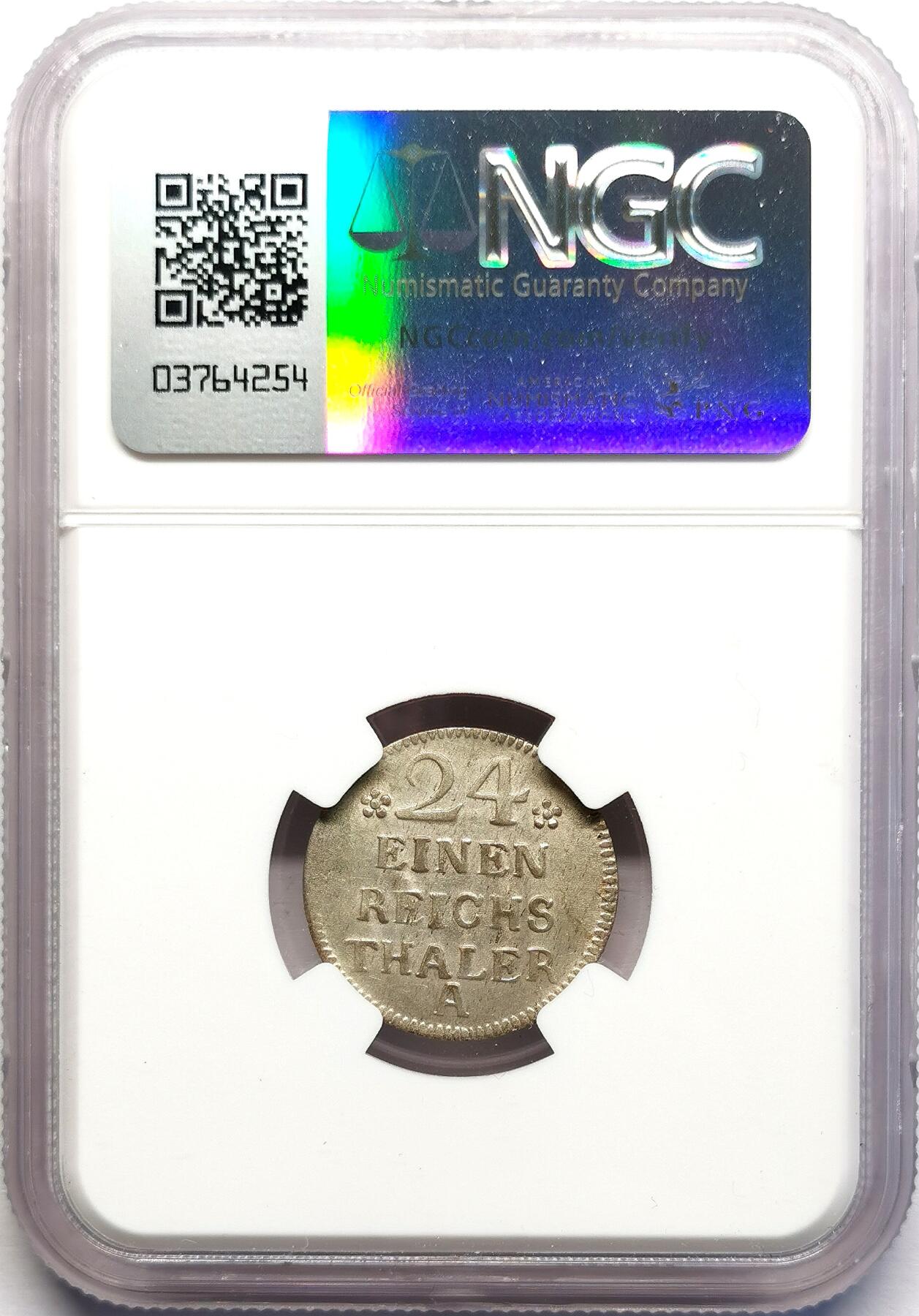 凡希社世界钱币微拍第二百七十期 1752A德国普鲁士1/24泰勒NGC-AU58