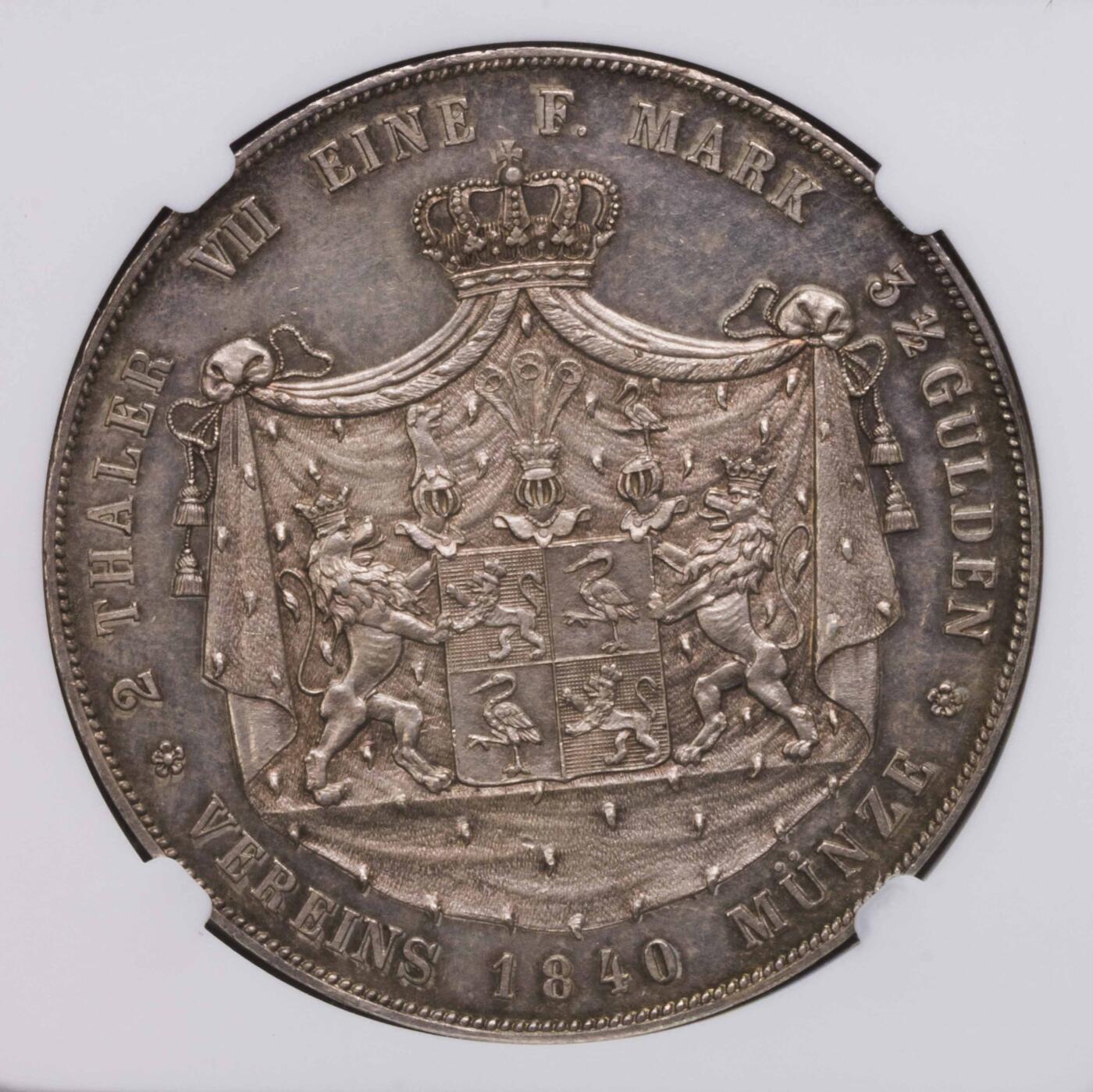 NGC-MS62 1840罗斯小胡子2泰勒大银币 稀少邦国