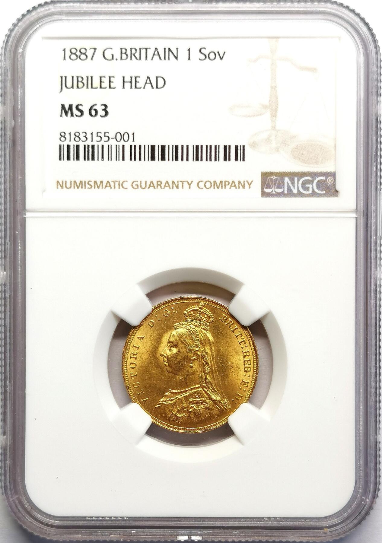 凡希社世界钱币微拍第二百七十期 荐！1887英国老维高冠索维林金币NGC-MS63，附原物主手迹信封一枚！