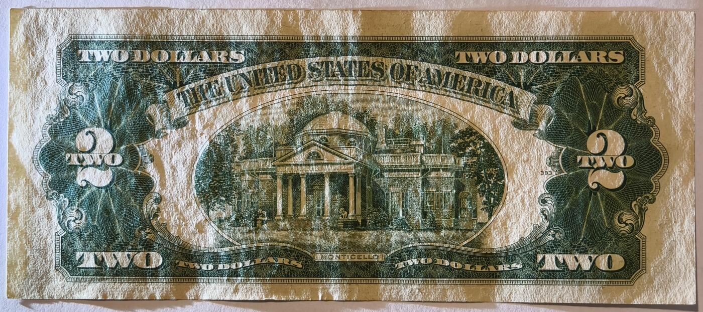 紫瑗钱币——第355期拍卖——纸币场 美国 1953年 B序列 托马斯·杰斐逊 2美元 红印 政府券 AU