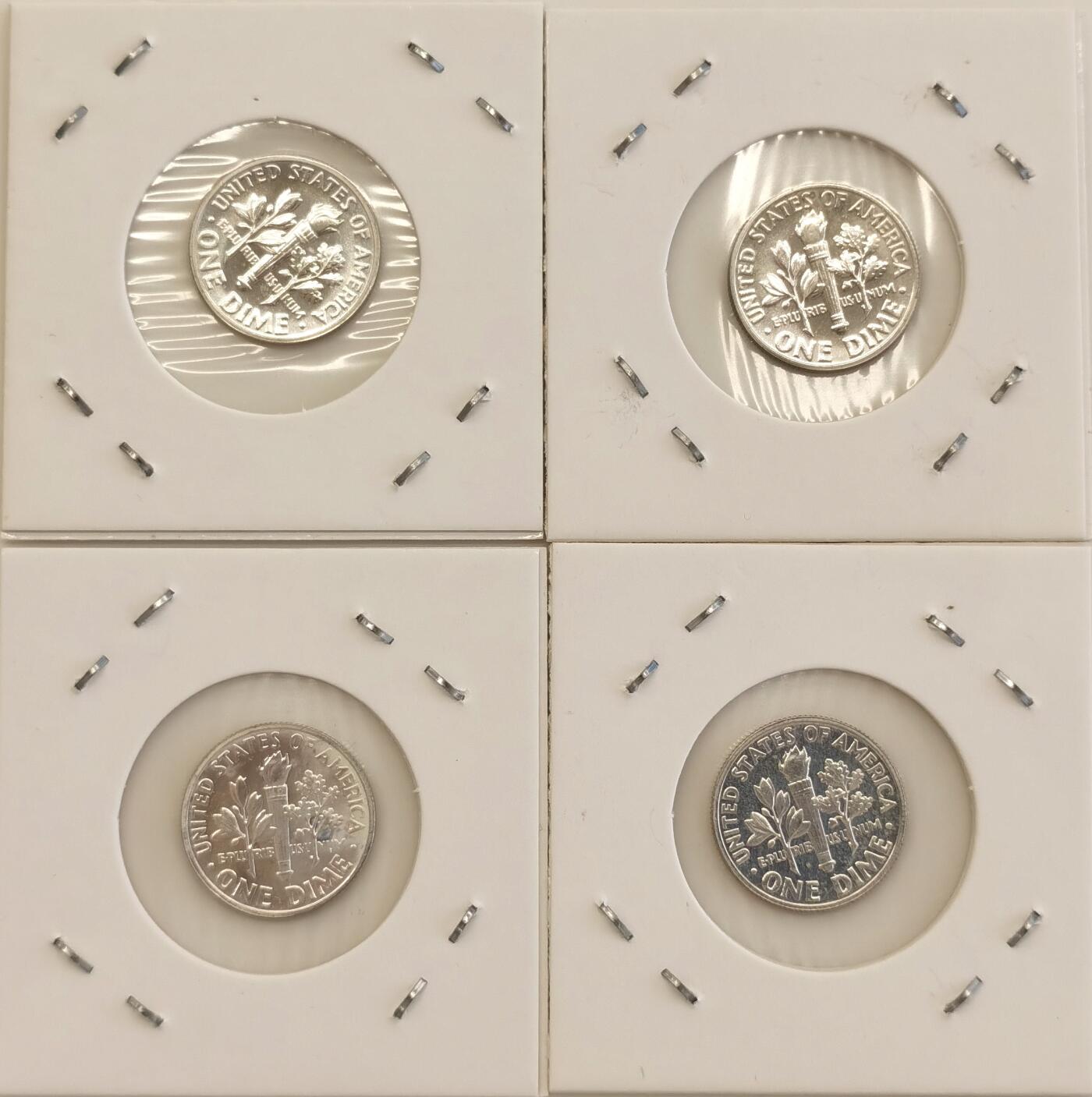 博洋堂世界钱币拍卖第078期（全场包邮） 原卷美国罗斯福10美分、富兰克林和肯尼迪半美元银币9枚一组，均是近UNC状态