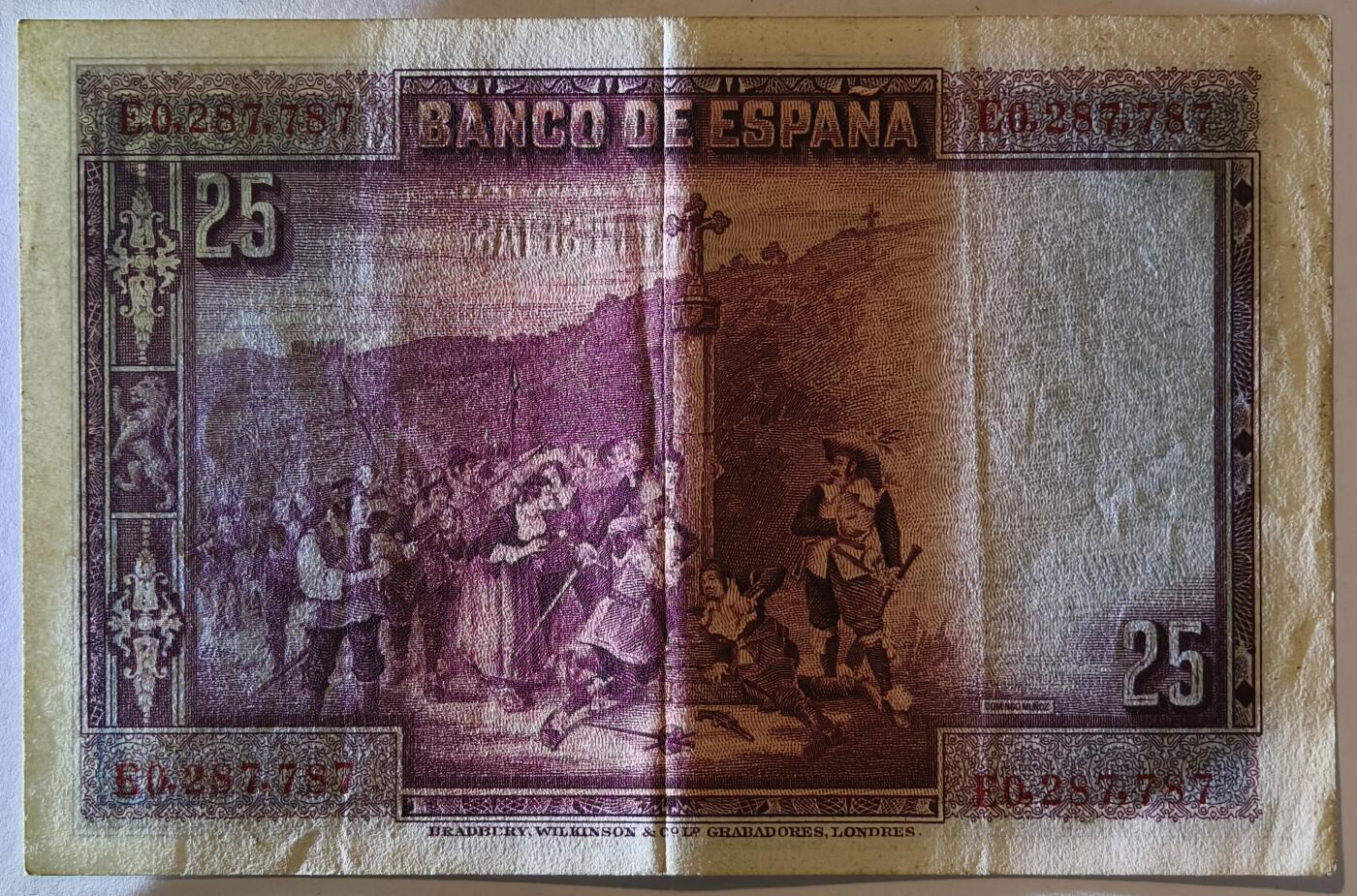 紫瑗钱币——第355期拍卖——纸币场 西班牙 1928年 卡尔德隆 25比塞塔 XF