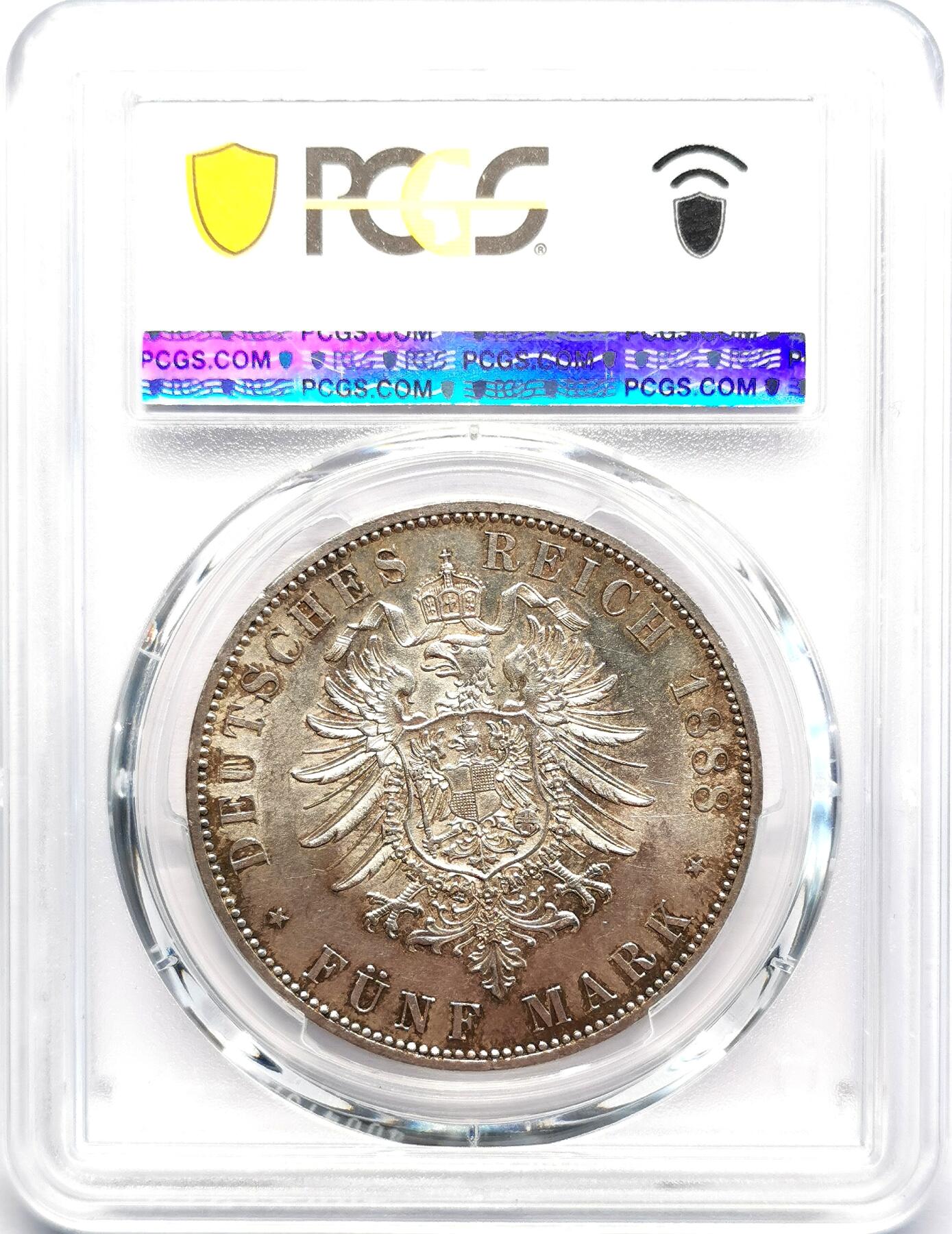 凡希社世界钱币微拍第二百七十期 1888A德国普鲁士腓特烈三世5马克短翅鹰PCGS-MS63