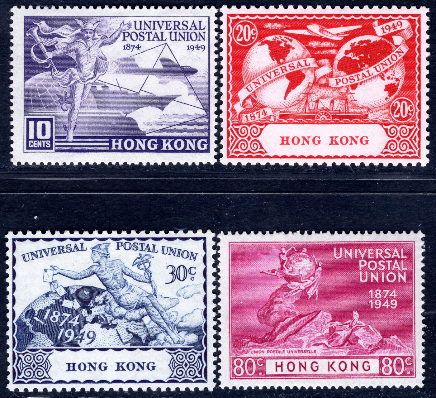 洪涛臻品批发群 精选邮票限时拍卖第九百八十期  香港1949国际邮联4全新 原胶润亮轻贴