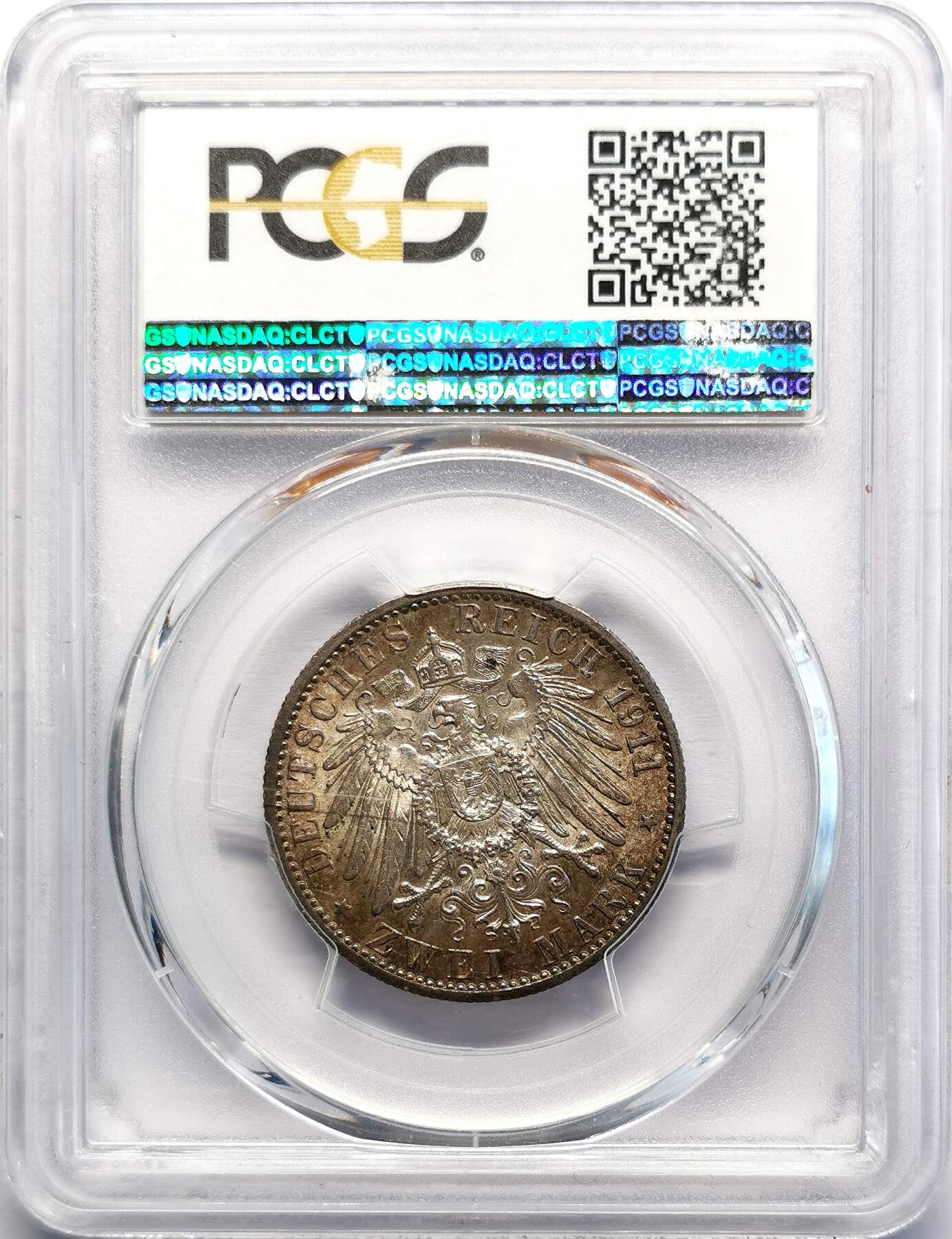 凡希社世界钱币微拍第二百七十期 1911A德国普鲁士2马克PCGS-MS63