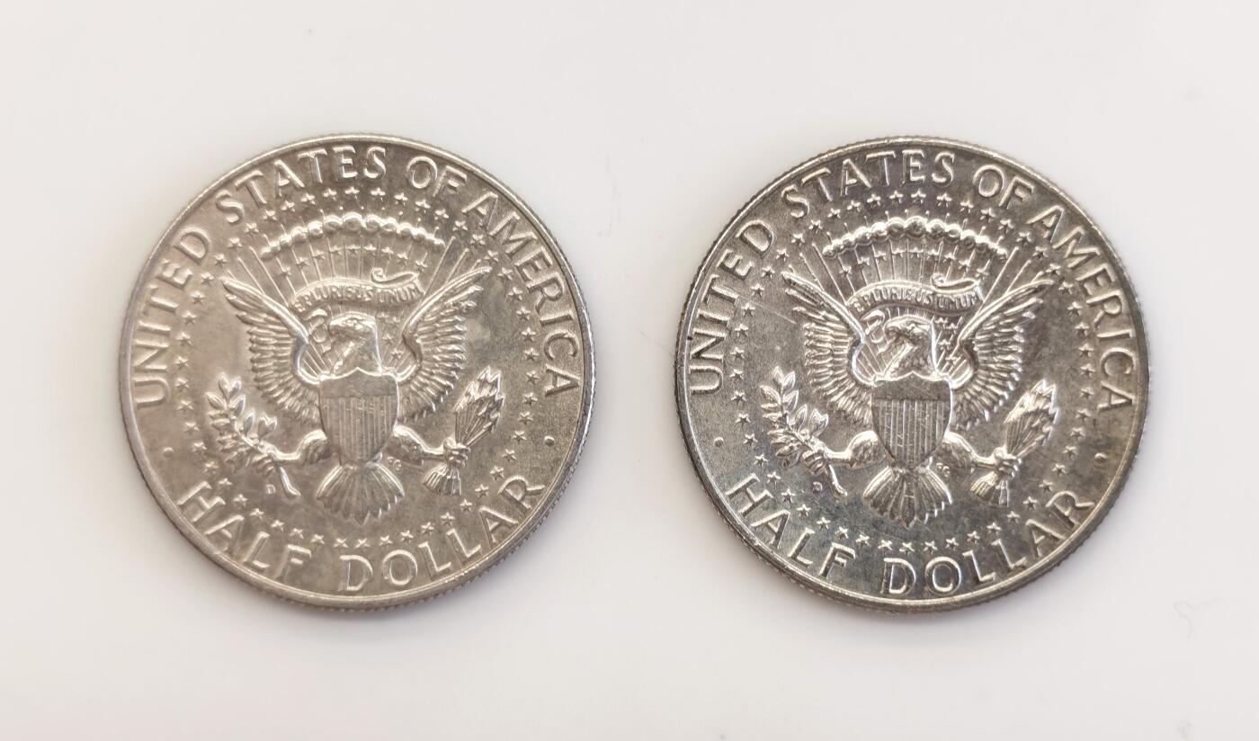 博洋堂世界钱币拍卖第078期（全场包邮） 原卷美国罗斯福10美分、富兰克林和肯尼迪半美元银币9枚一组，均是近UNC状态