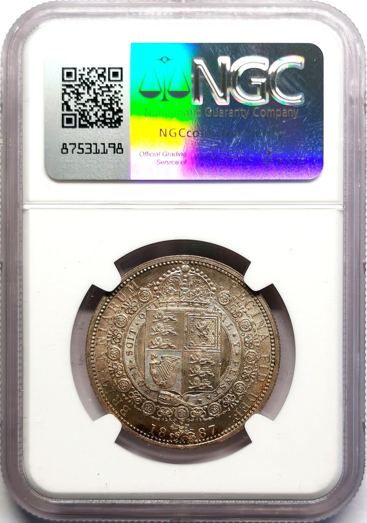 凡希社世界钱币微拍第二百七十期 1887英国老维高冠半克朗NGC-MS63