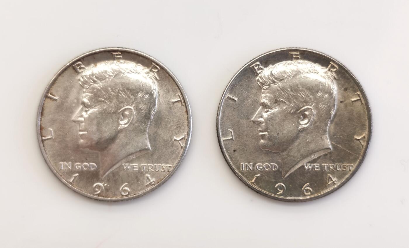 博洋堂世界钱币拍卖第078期（全场包邮） 原卷美国罗斯福10美分、富兰克林和肯尼迪半美元银币9枚一组，均是近UNC状态