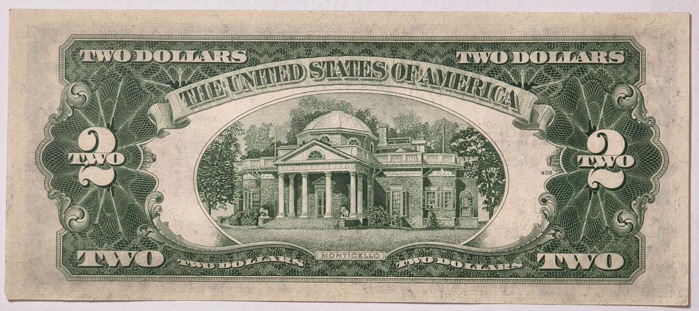紫瑗钱币——第355期拍卖——纸币场 美国 1953年 B序列 托马斯·杰斐逊 2美元 红印 政府券 UNC