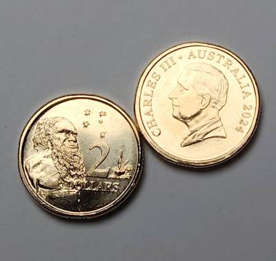 布加迪🐬～世界钱币🌾第 119 期 /  各国🇫🇷🇫🇮🇱🇷🇬🇾套币/银币等 - 澳大利亚🇦🇺 2023年 2元单枚 查尔斯三世头像 卷拆原光币