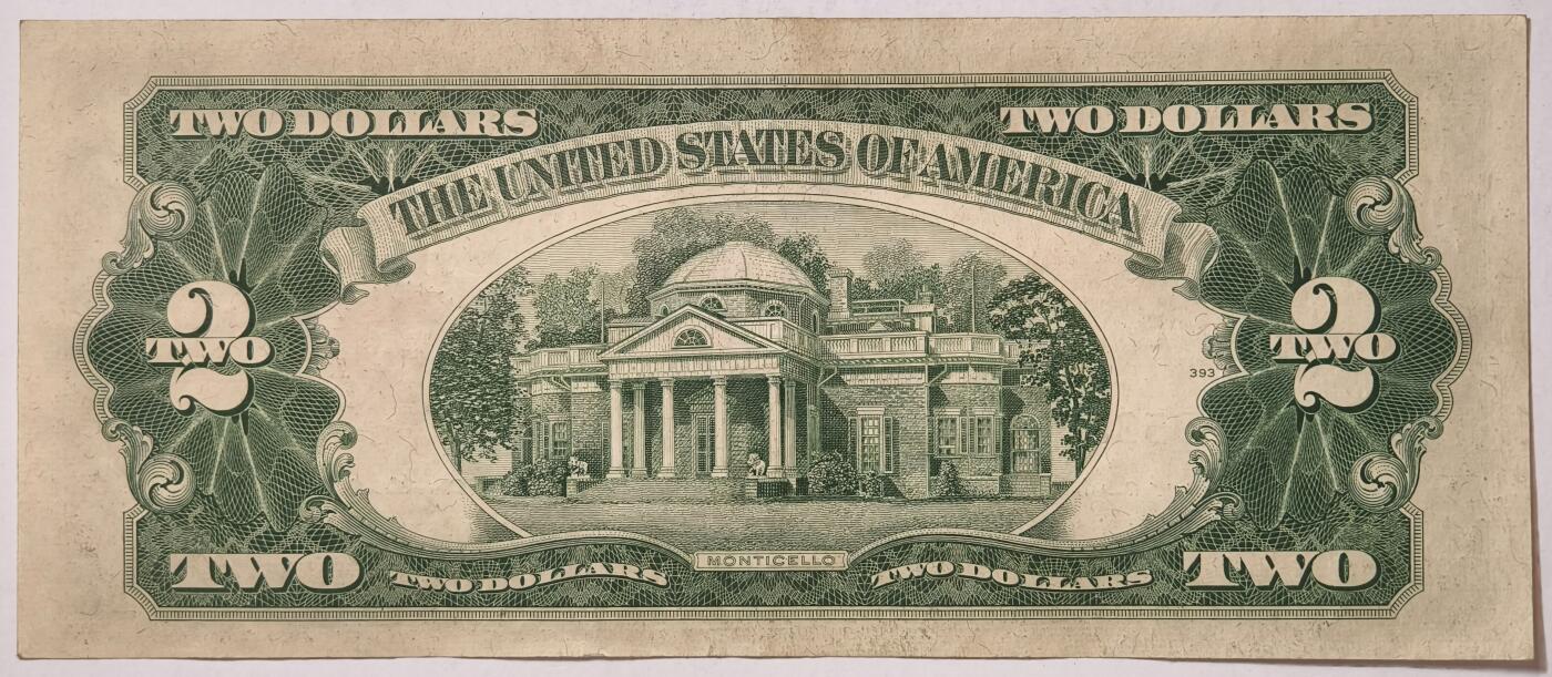 紫瑗钱币——第355期拍卖——纸币场 美国 1953年 B序列 托马斯·杰斐逊 2美元 红印 政府券 AU