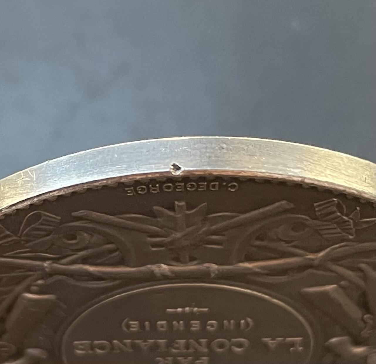 「木头集藏」章牌专场-第41期 A.Dubois～法国射击银奖章  直径：50 mm，65.2 g，边铭：丰饶角 1 ARGENT