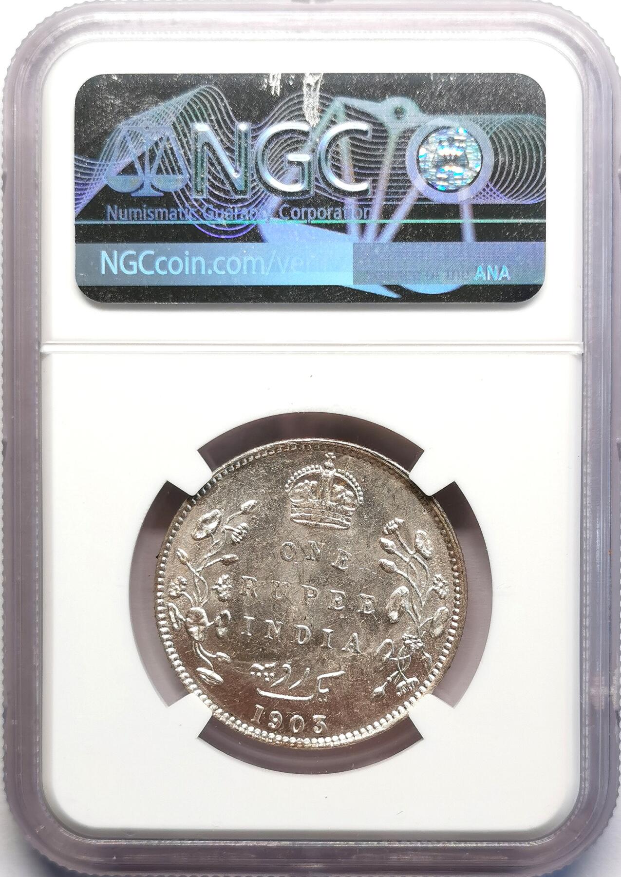 凡希社世界钱币微拍第二百七十期 1903B英属印度爱七卢比NGC-MS63