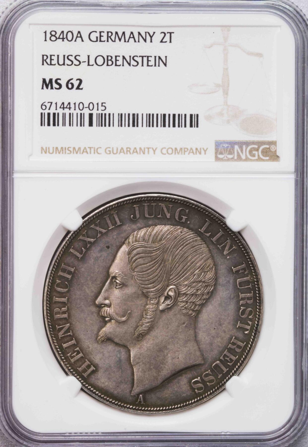 NGC-MS62 1840罗斯小胡子2泰勒大银币 稀少邦国