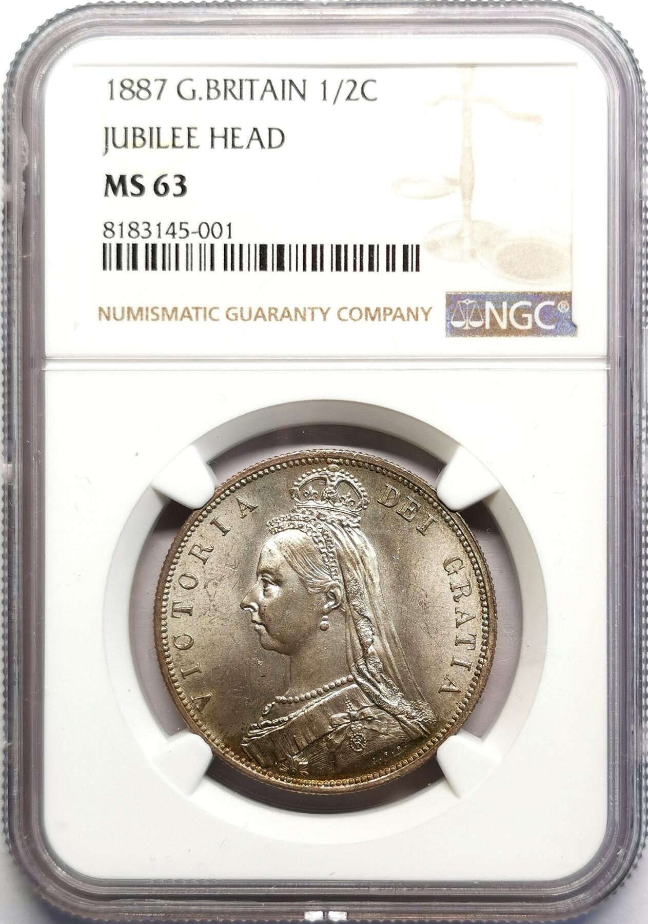 凡希社世界钱币微拍第二百七十期 1887英国老维高冠半克朗NGC-MS63