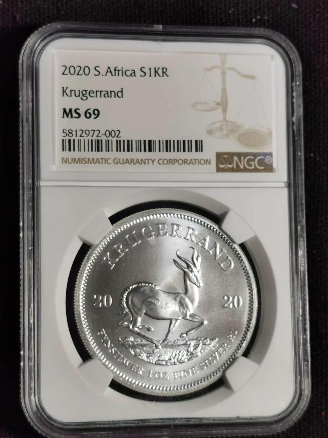 刘世昌艺术品销售中心～虎踞龙蟠*金杨在线联拍群第510期 南非2020年“克鲁格-羚羊”1盎司银币（NGC MS69 串号：5812972-002）1枚。