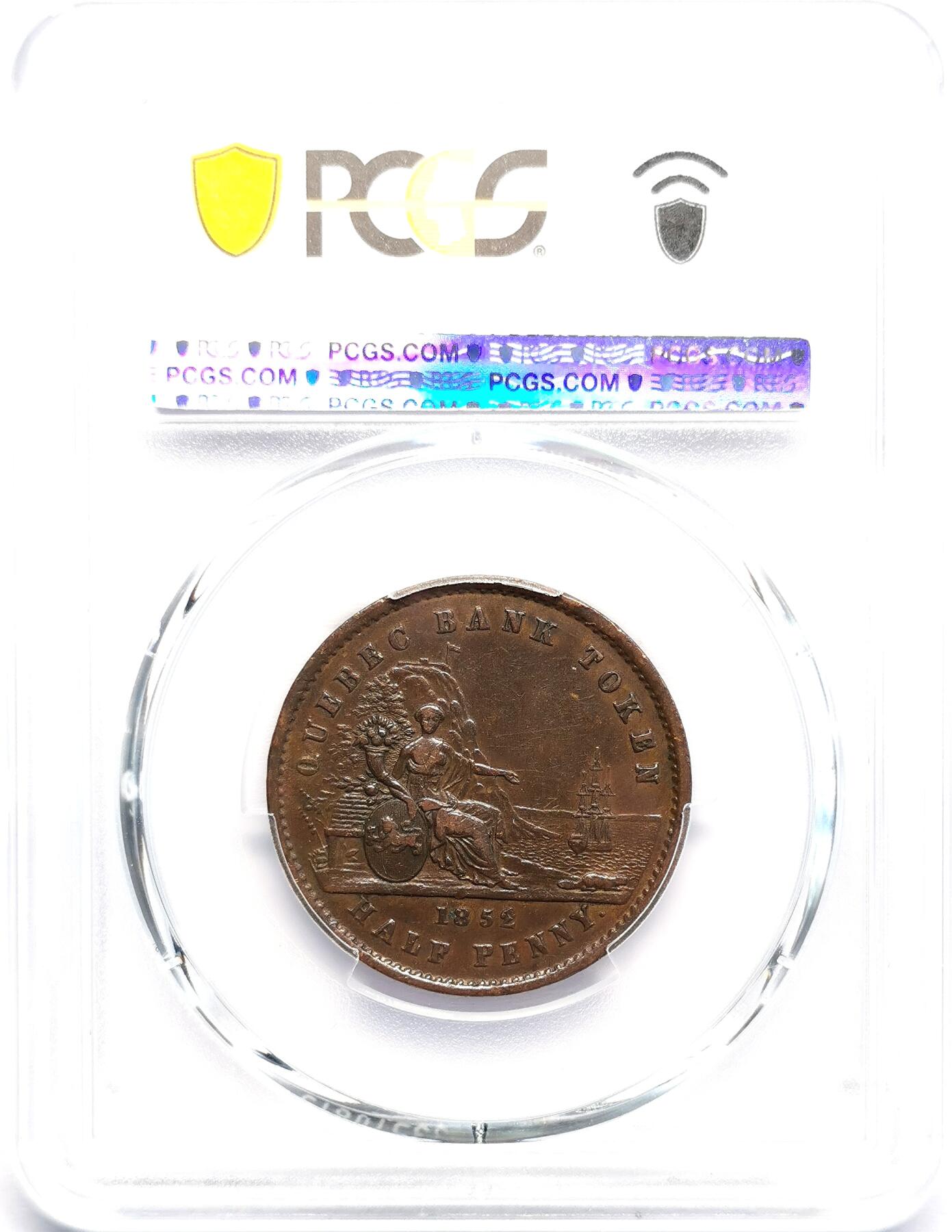 凡希社世界钱币微拍第二百七十期 1852魁北克1/2便士（Sol）银行代用币PCGS-XF45