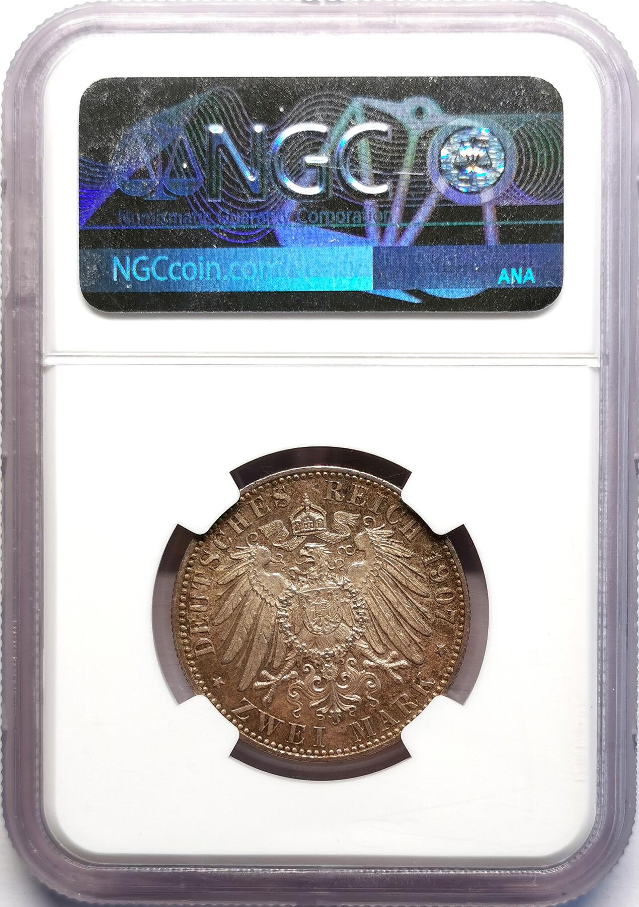 凡希社世界钱币微拍第二百七十期 1907J德国汉堡2马克NGC-MS64