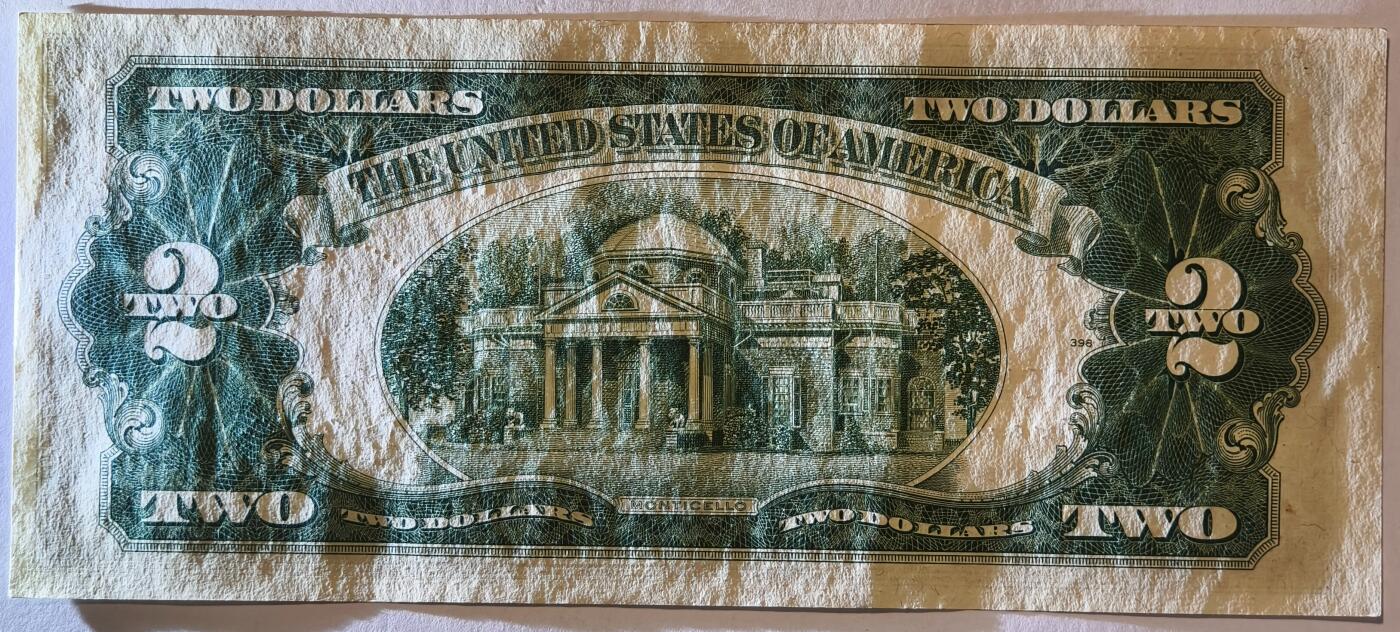 紫瑗钱币——第355期拍卖——纸币场  美国 1953年 B序列 托马斯·杰斐逊 2美元 红印 政府券 AU