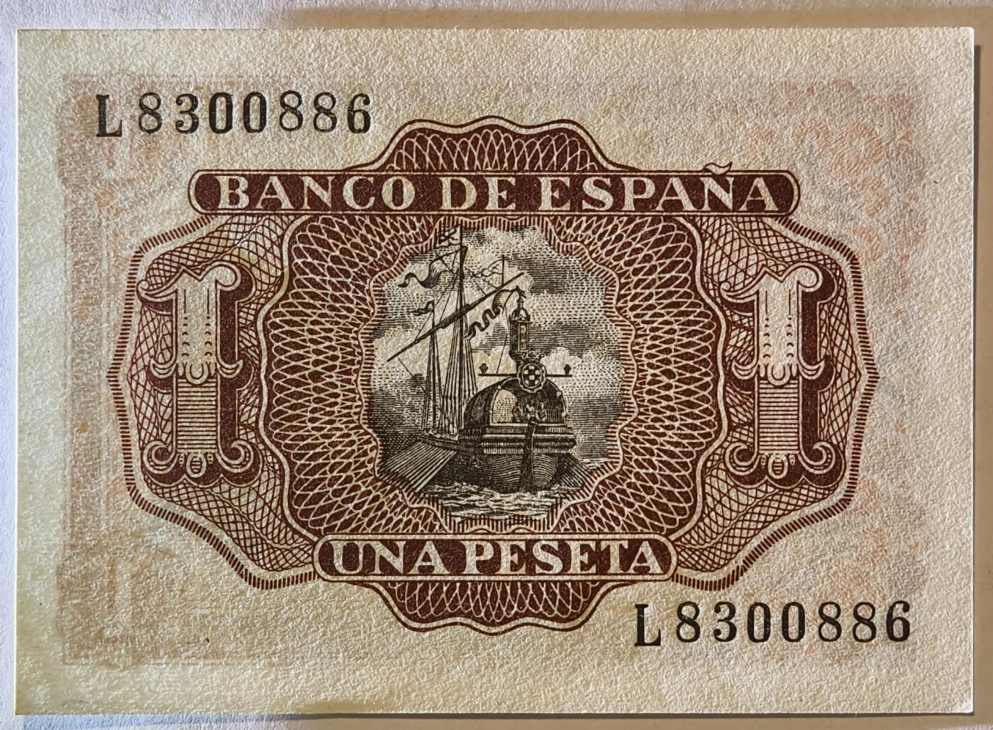 紫瑗钱币——第355期拍卖——纸币场 西班牙 1953年 阿尔瓦罗 1比塞塔 UNC (p-144a)