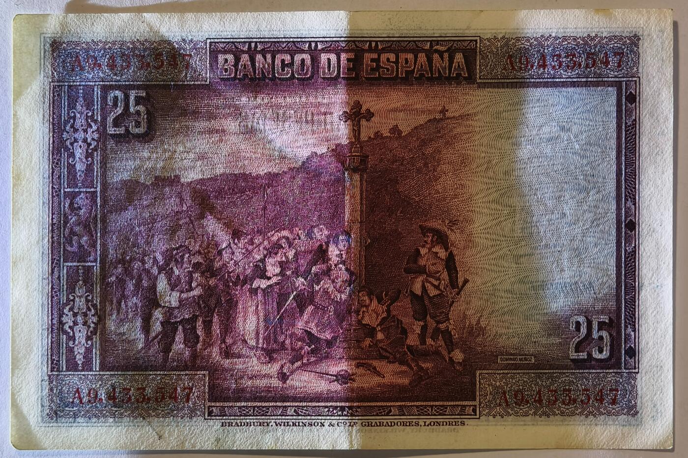 紫瑗钱币——第369期拍卖——纸币场 【A冠】西班牙 1928年 卡尔德隆 25比塞塔 AU