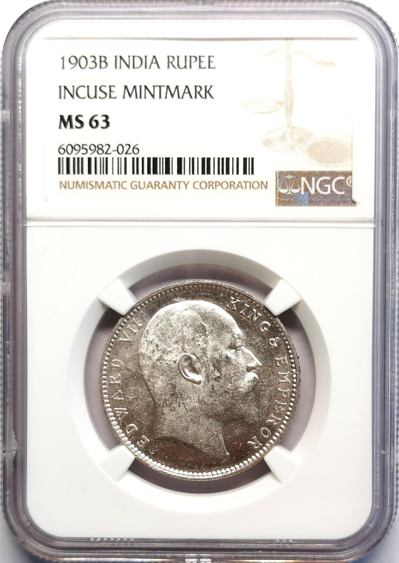 凡希社世界钱币微拍第二百七十期 1903B英属印度爱七卢比NGC-MS63