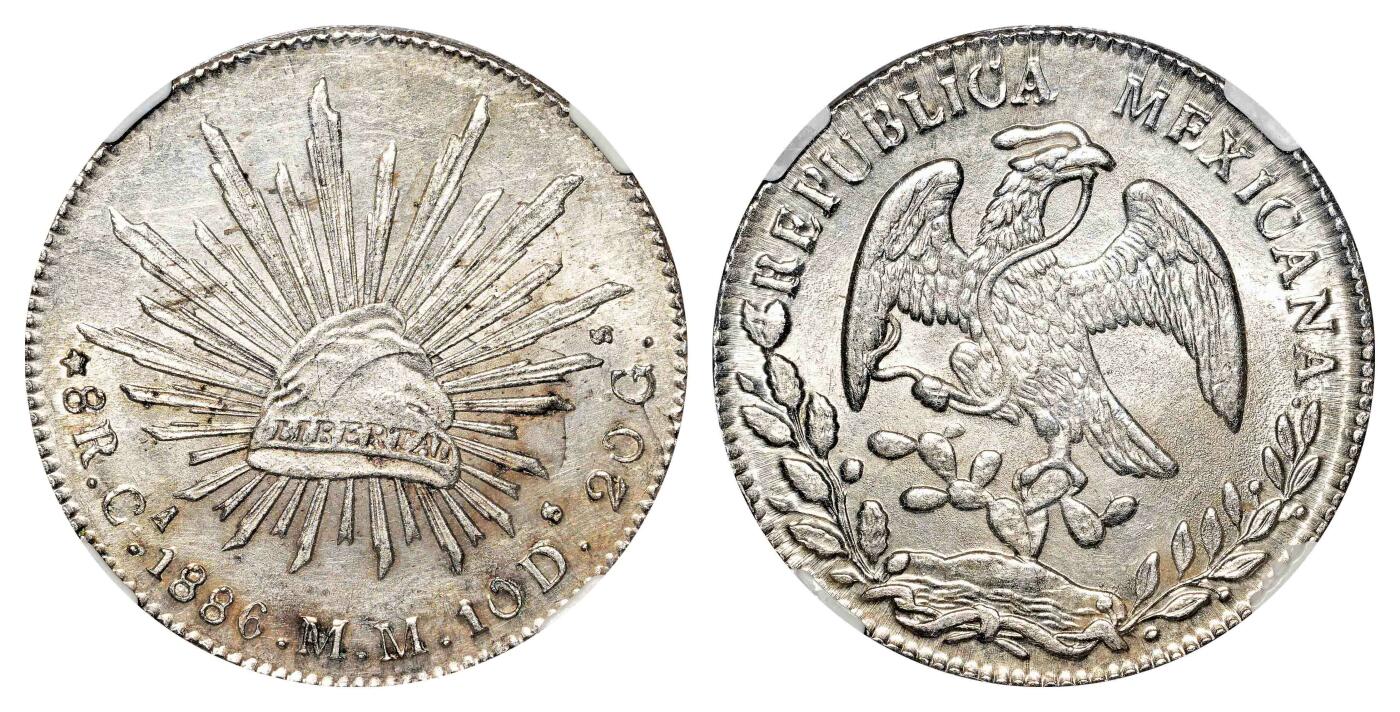 宜和2024年春季拍卖会 金银锭&古钱专场&机制币专场 6月1日 1853-1893年墨西哥鹰洋8瑞尔银币一组五枚