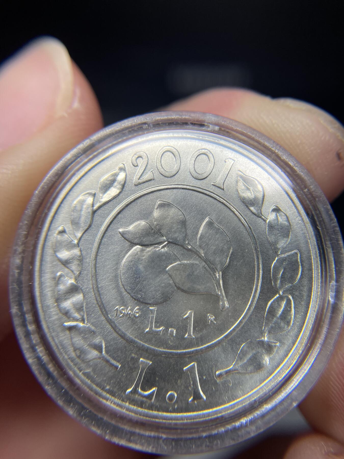 2024年集古藏今外币拍卖第七期-第9场—（总第69拍） 2001年意大利币种币1里拉银币，11克