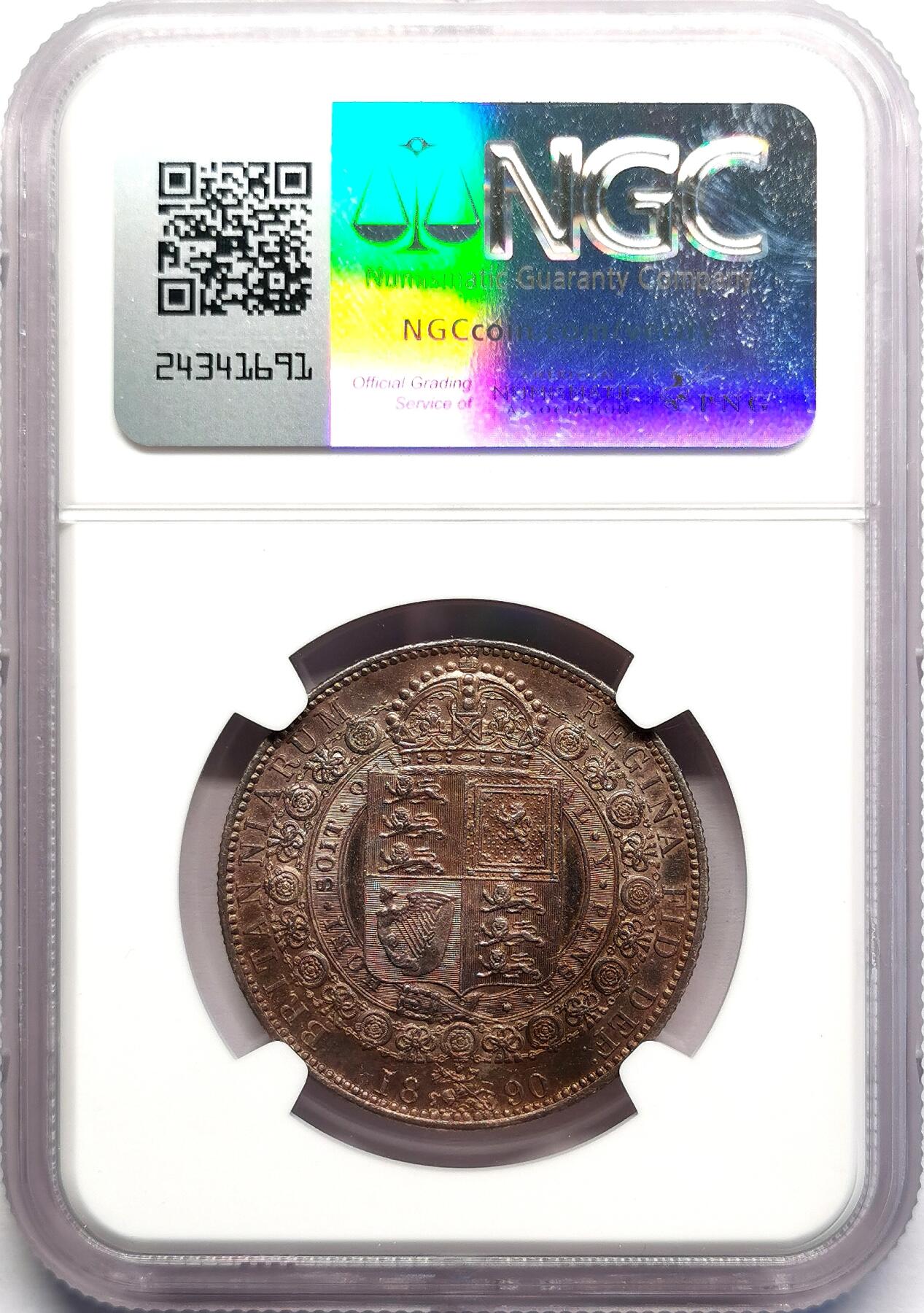 凡希社世界钱币微拍第二百七十期 1890英国老维高冠半克朗NGC-AU55