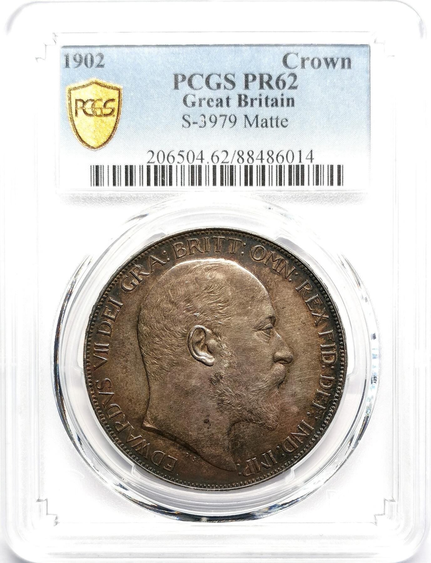 凡希社世界钱币微拍第二百七十期 1902英国爱七马剑大银精铸PCGS-PR62，传世黑漆古！