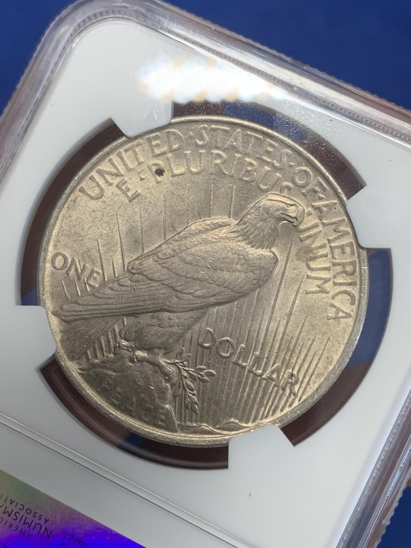 《竞宝斋》第272场- 周日，周一，周二  3场连拍 （全场包邮） NGC MS61 美国 1922年 和平银币 原味状态