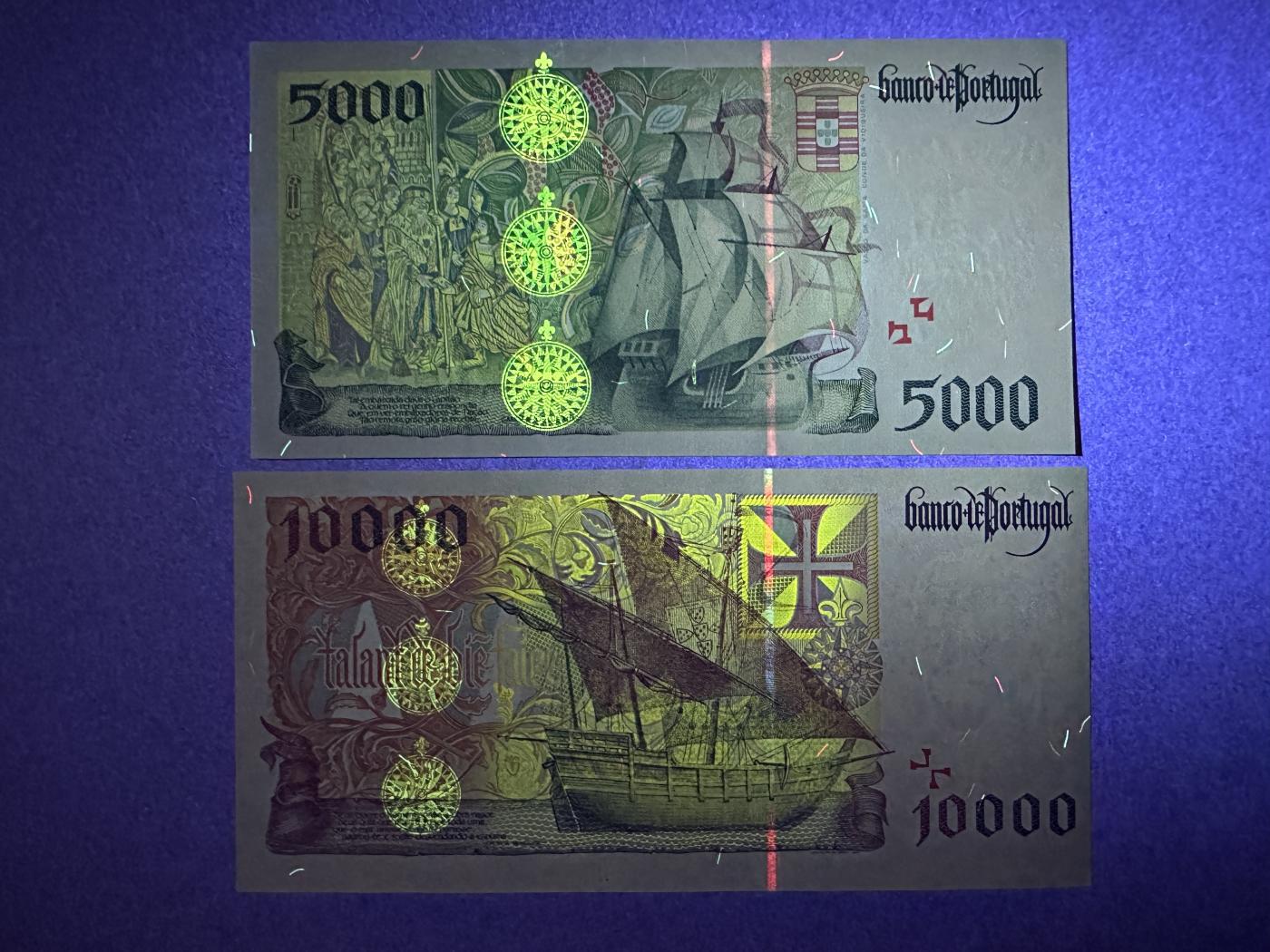 《张总收藏》151期-外币周日精品场 葡萄牙5000、10000埃斯库多2张 UNC 末版 高面值凑套必备