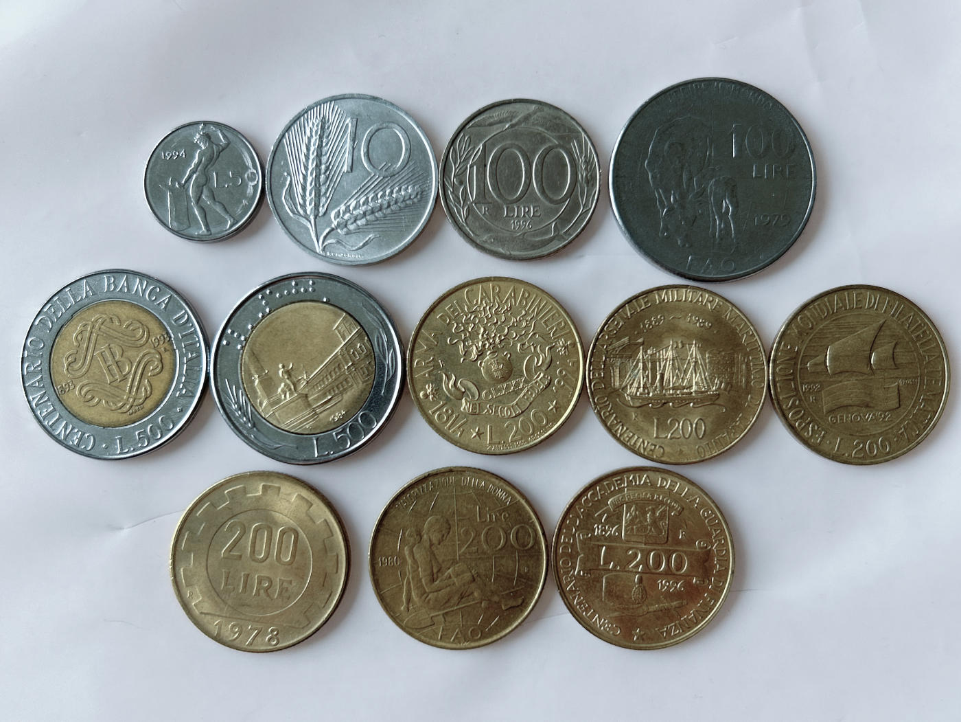 第一海外回流一元起拍收藏 散币专场 第92期 意大利硬币 12枚 无重复